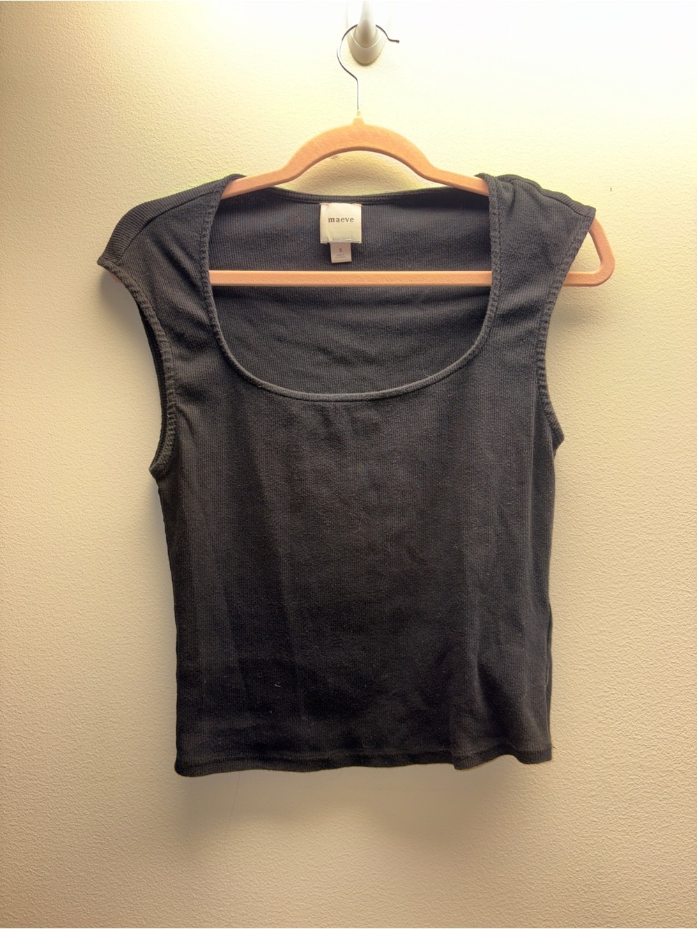 Maeve Charcoal Scoop Neck Cap Sleeve Tank